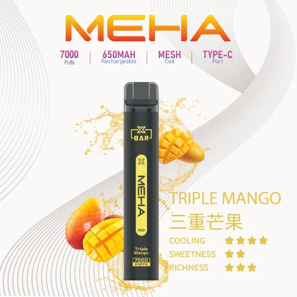 一次性電子煙｜MEHA 魅嗨 Xbar 小黑條 -三重芒果口味