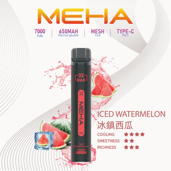 一次性電子煙｜MEHA 魅嗨 Xbar 小黑條 -冰鎮西瓜口味