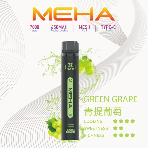 一次性電子煙｜MEHA 魅嗨 Xbar 小黑條 -青提葡萄口味